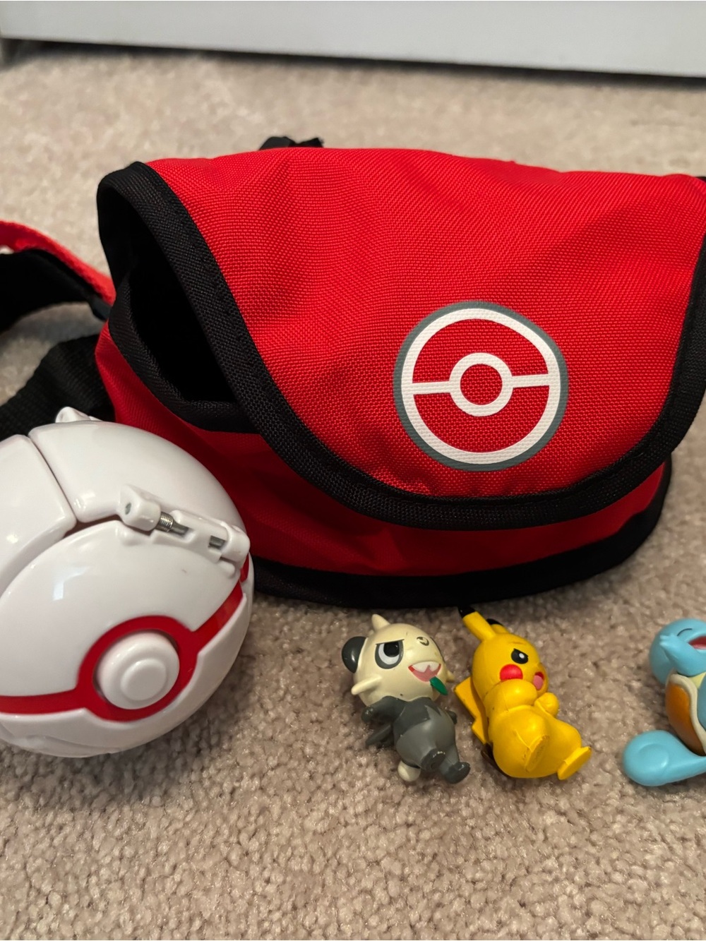Pokemon Pikachu Squirtle Pancham Figures Trainer Bag  Poké Ball Toy Lot